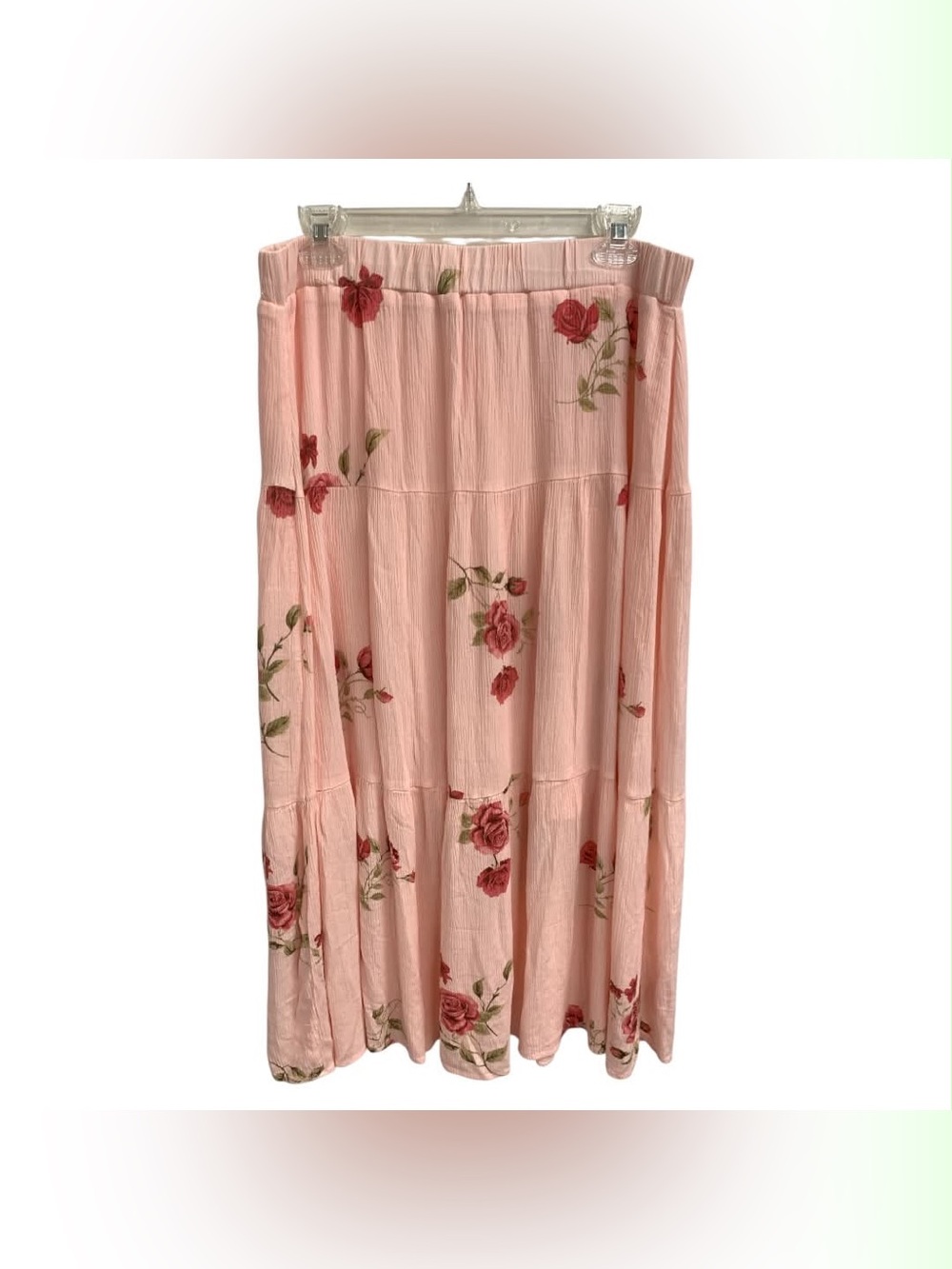 St Wear Pink Floral Tiered Maxi Skirt Size Xl